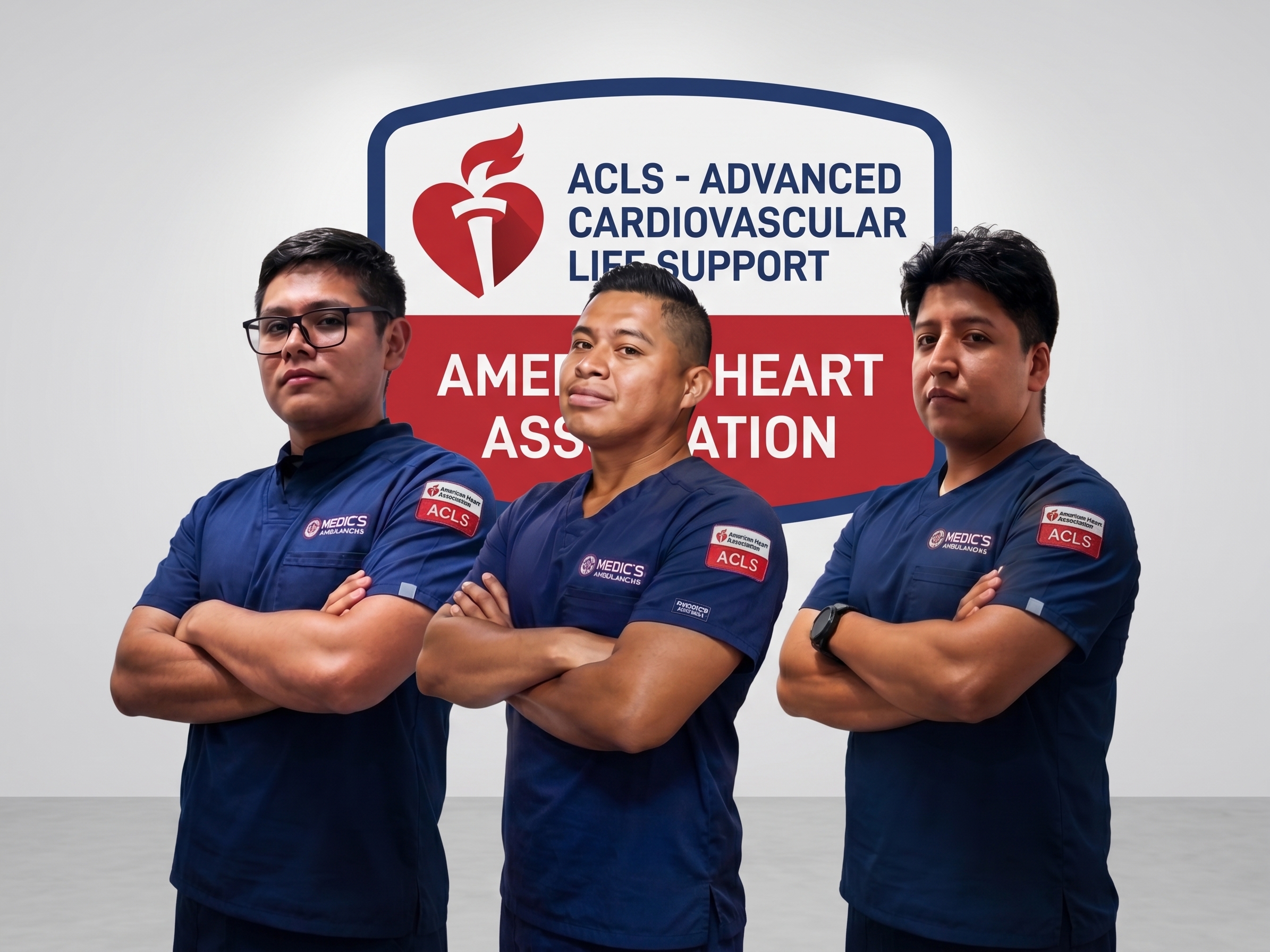 Paramédicos certificados en ACLS posando